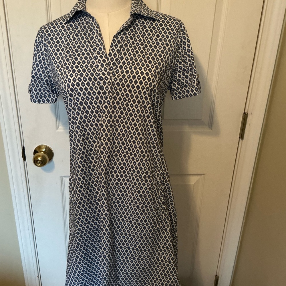 SOUTHERN TIDE GAMEDAY KAMRYN INTERCOASTAL SHIRT DRESS NAVY  W/POCKETS SIZE: XS